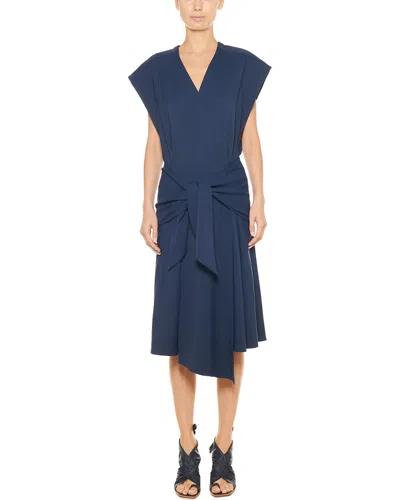 Tibi Chalky Drape Sleeveless Wrap Mini Dress In Blue