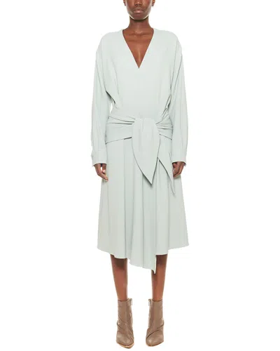 Tibi Chalky Drape Wrap Midi Dress In Green