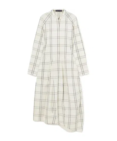 Tibi Russel Paneled Checked Cotton-poplin Midi Shirt Dress In White
