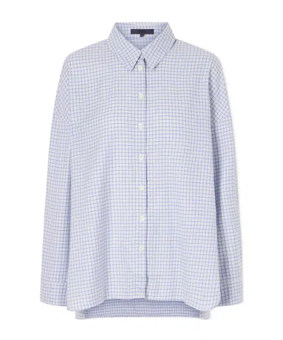 Tibi Checked Lyocell And Cotton-blend Shirt In Blue
