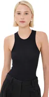 Tibi Circular Fine Rib T Tank Black
