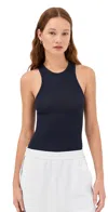 Tibi Circular Fine Rib T Tank Navy In Navy