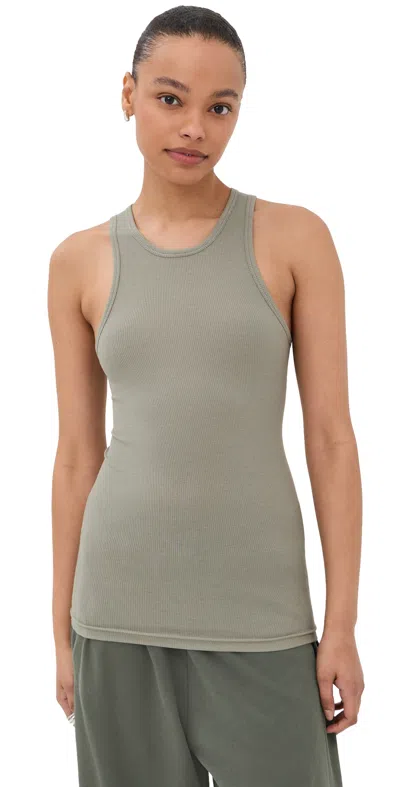 Tibi Circular Fine Rib Tank Pumice Grey In Gray