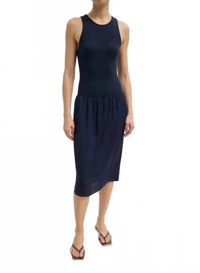 Tibi Circular Rib T Tank In Navy In Blue