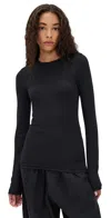 Tibi Circular Ribbed Crew Neck Pullover T-shirt Black