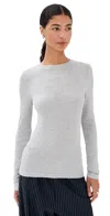 Tibi Circular Ribbed Crew Neck Pullover T-shirt Heather Grey In Gray