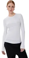 Tibi Circular Ribbed Crew Neck Pullover T-shirt White In White