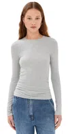 Tibi Circular Ribbed Crewneck Pullover Tee Heather Grey In Heather Grey