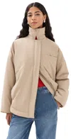 Tibi Clyde Padding Shirt Jacket Tan In Tan