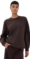 Tibi Cocoon Crew Neck Sweatshirt Brown In Brown