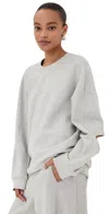 Tibi Cocoon Crewneck Sweatshirt Heather Grey In Heather Grey