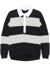 Tibi Sweatshirt Program Polo Collar Cocoon Sweatshirt Navy Multi In Blue