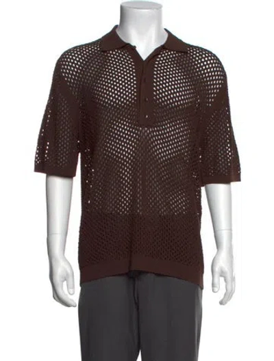 Pre-owned Tibi Collar Short Sleeve Polo Sweater In Brown