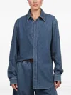 Tibi Collared Denim Shirt In Blue