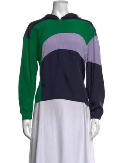 Pre-owned Tibi Colorblock Pattern Crew Neck Sweater In Blue/green
