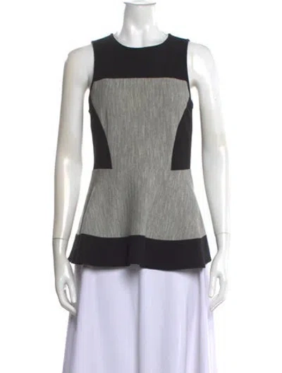 Pre-owned Tibi Colorblock Pattern Crew Neck Top In Black