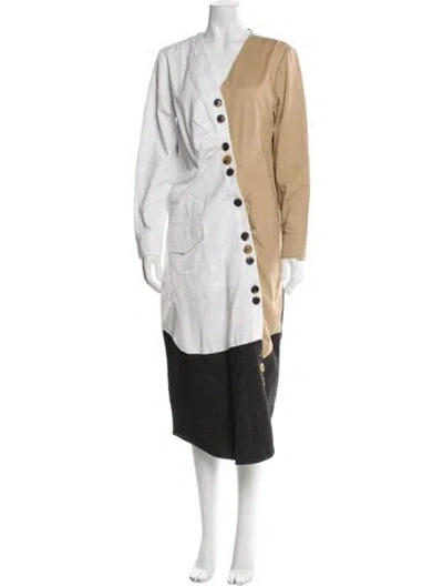 Pre-owned Tibi Colorblock Pattern Long Dress In Blue