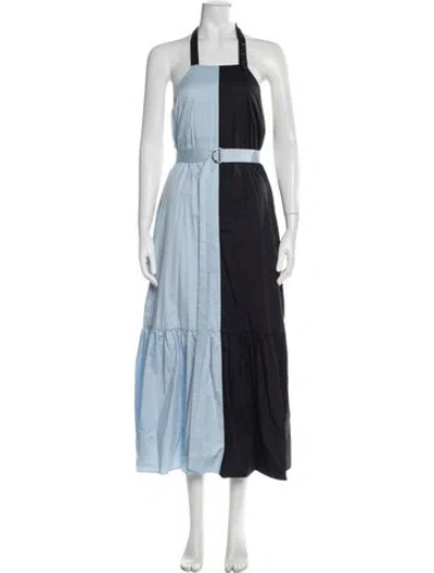 Pre-owned Tibi Colorblock Pattern Long Dress In Blue