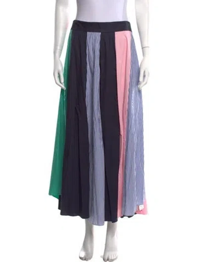 Pre-owned Tibi Colorblock Pattern Long Skirt W/ Tags In Blue/green/white