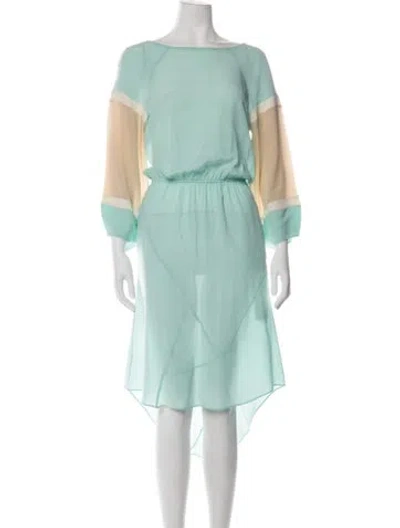 Pre-owned Tibi Colorblock Pattern Midi Length Dress In Green
