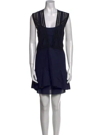 Pre-owned Tibi Colorblock Pattern Mini Dress In Blue