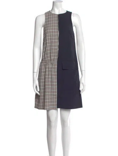Pre-owned Tibi Colorblock Pattern Mini Dress In Blue