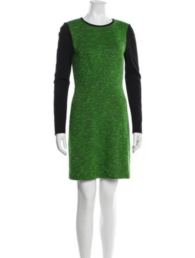 Pre-owned Tibi Colorblock Pattern Mini Dress In Green