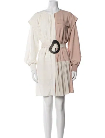 Pre-owned Tibi Colorblock Pattern Mini Dress In Neutrals