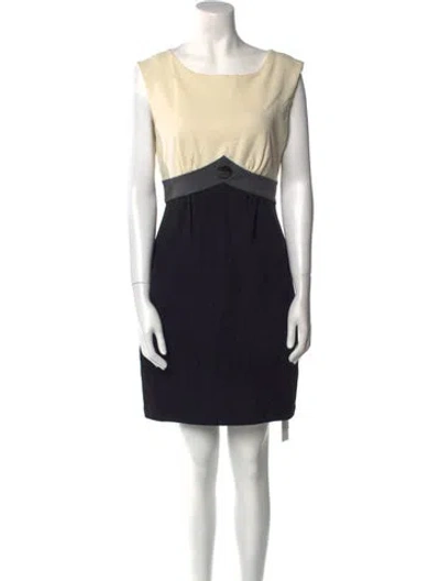 Pre-owned Tibi Colorblock Pattern Mini Dress In White