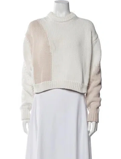Pre-owned Tibi Colorblock Pattern Mock Neck Sweater In Neutrals