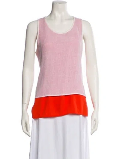 Pre-owned Tibi Colorblock Pattern Scoop Neck Top In Pink