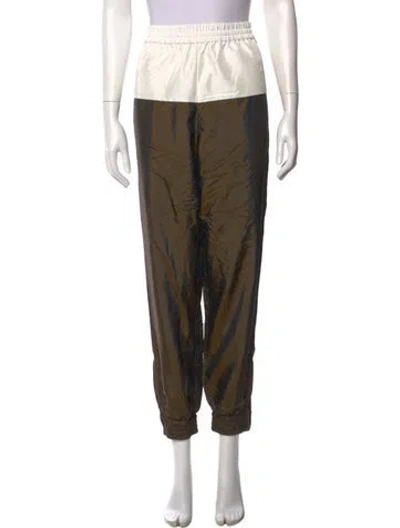 Pre-owned Tibi Colorblock Pattern Skinny Leg Pants In Green
