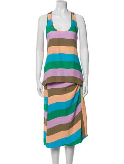 Pre-owned Tibi Colorblock Pattern Skirt Set In Multi