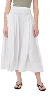 Tibi Compact Eco Poplin Pinched Pleat Full Skirt In White In White