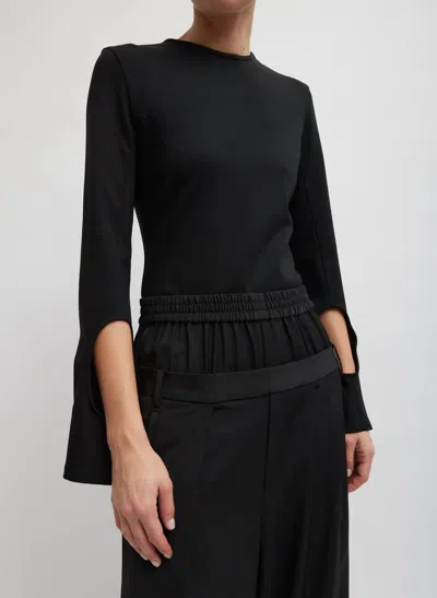 Tibi Compact Ultra Stretch Half Moon Cutout Top In Black