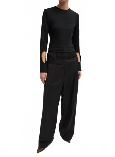 Tibi Compact Ultra Stretch Half Moon Top In Black