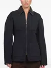 Tibi Contrast-collar Zip-up Jacket In Blue