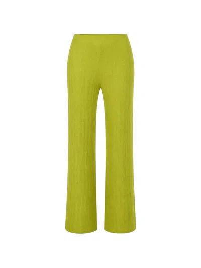 Tibi Corbit Plissé Trousers In Green