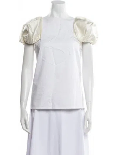 Pre-owned Tibi Corduroy Square Neckline Blouse In White