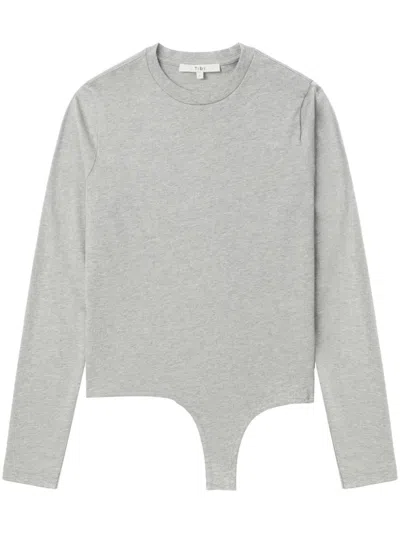 Tibi Cotton Bodysuit In Grey