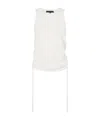 Tibi Ruched Open-back Cotton-blend Jersey Tank In White