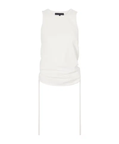 Tibi Ruched Open-back Cotton-blend Jersey Tank In Multi