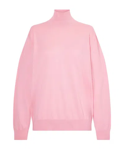 Tibi Cotton Turtleneck Sweater In Pink