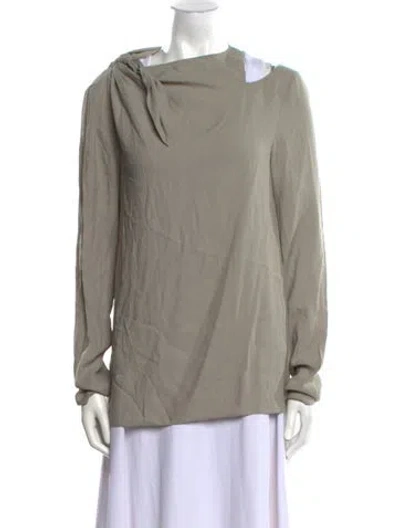 Pre-owned Tibi Cowl Neck Long Sleeve Blouse In Green