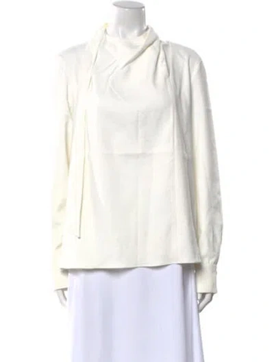 Pre-owned Tibi Cowl Neck Long Sleeve Blouse W/ Tags In Neutral