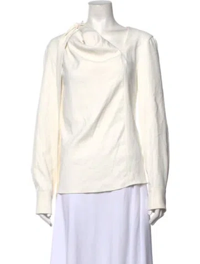 Pre-owned Tibi Cowl Neck Long Sleeve Blouse In White