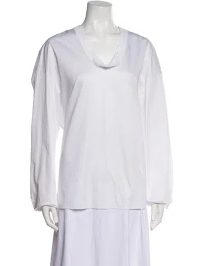 Pre-owned Tibi Cowl Neck Long Sleeve Sweatshirt In White