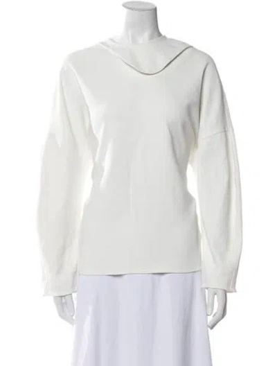 Pre-owned Tibi Cowl Neck Long Sleeve Sweatshirt In White
