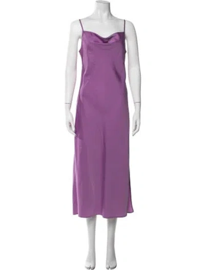 Pre-owned Tibi Cowl Neck Midi Length Dress In Purple