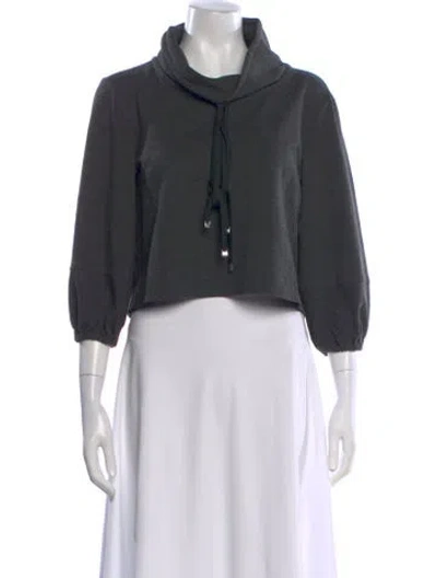 Pre-owned Tibi Cowl Neck Three-quarter Sleeve Top In Gray